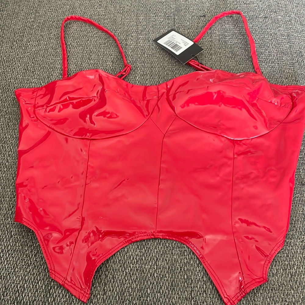 NWT: ASOS Red Pleather Corset